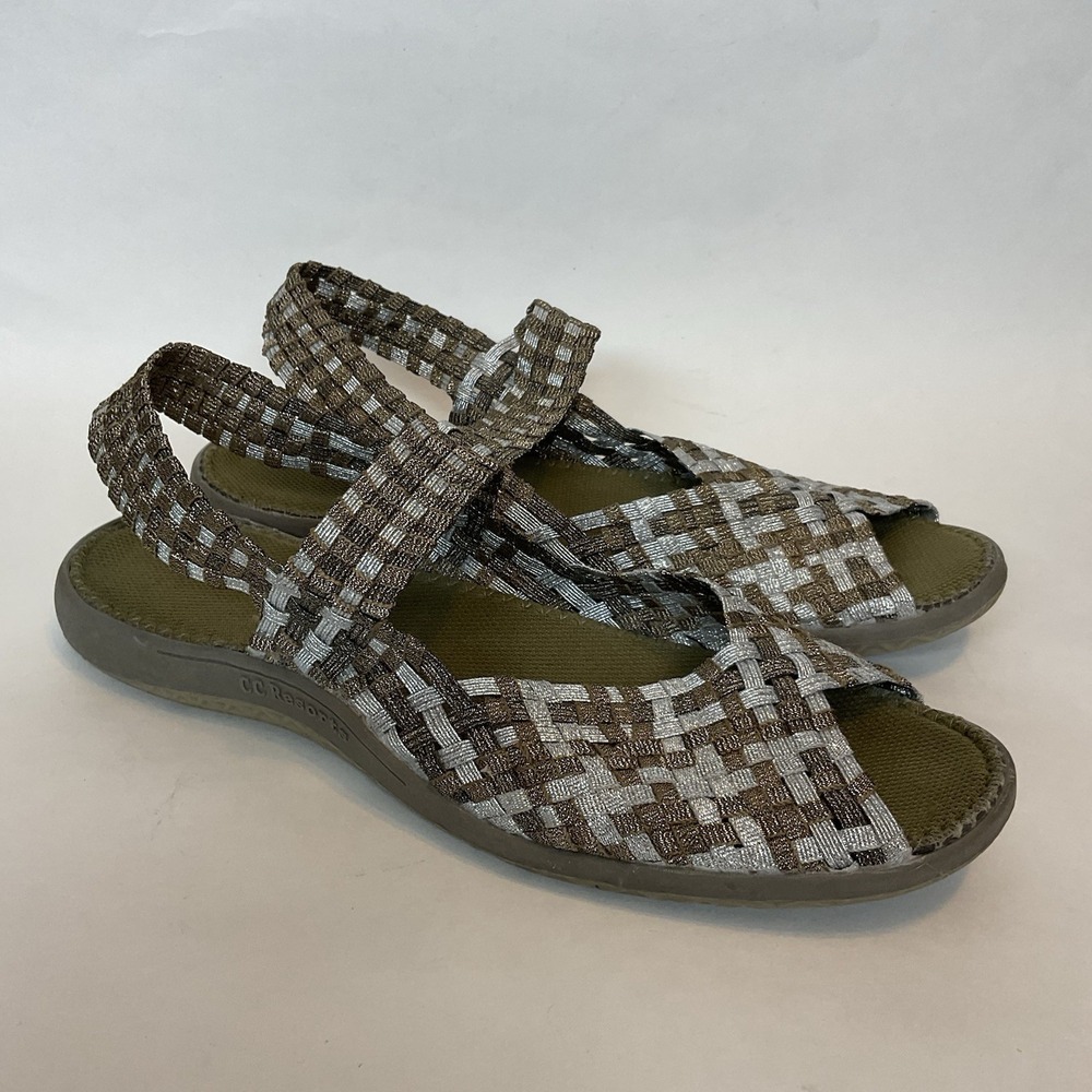 CC Resorts Womens Earth Tone Brown/Taupe Weave Mary Jane Shoes Sz 9/9.5 Open Toe
